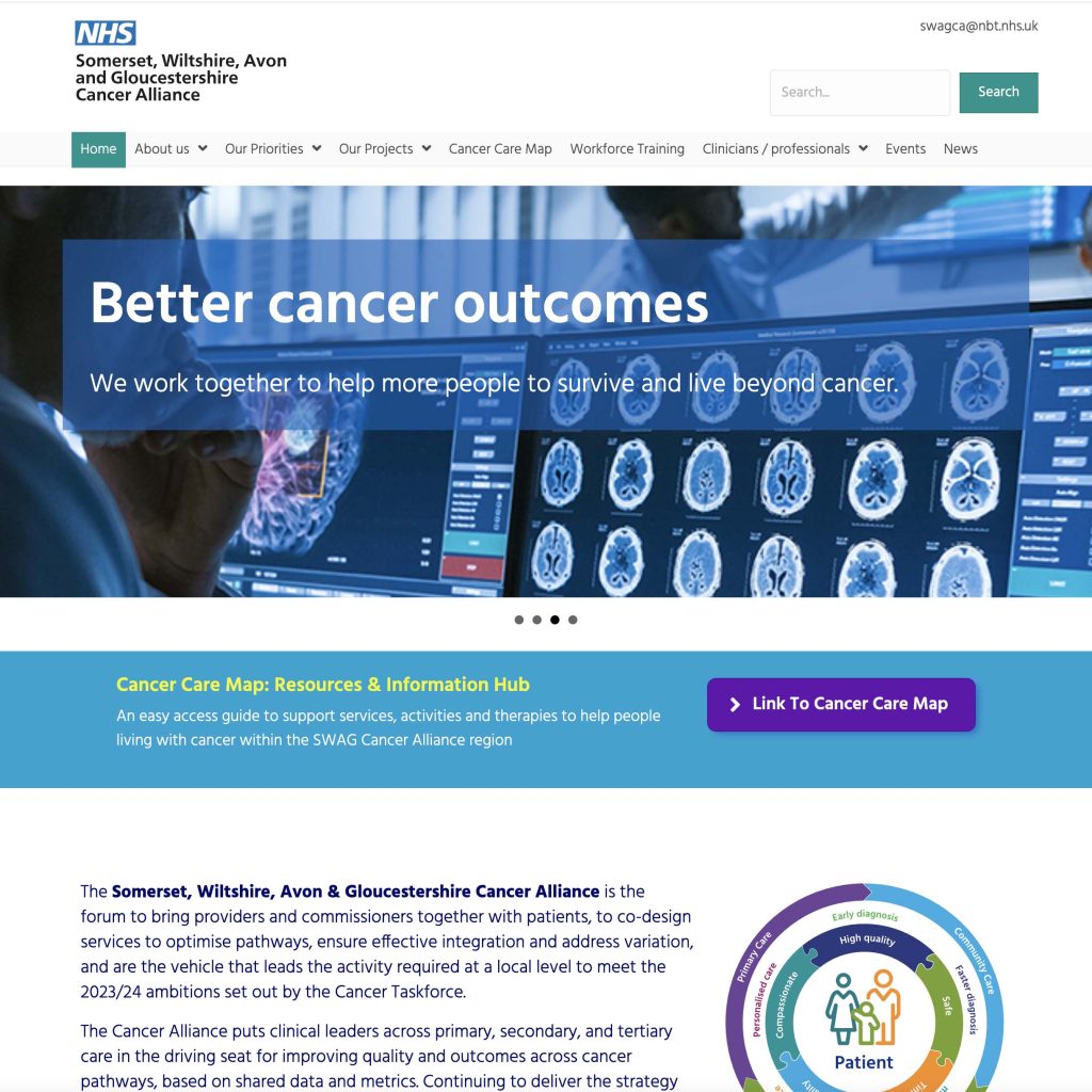 SWAG Cancer Academy NHS website design